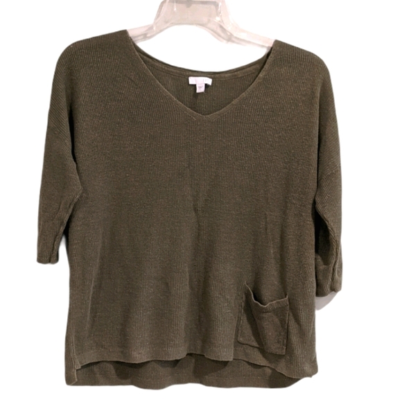 J. Jill Green Linen Top With Pocket - Picture 1 of 5